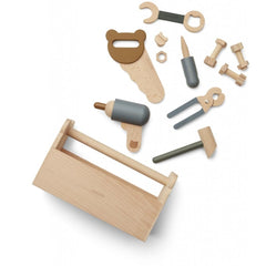 Holzwerkzeugkiste mit Spielwerkzeug