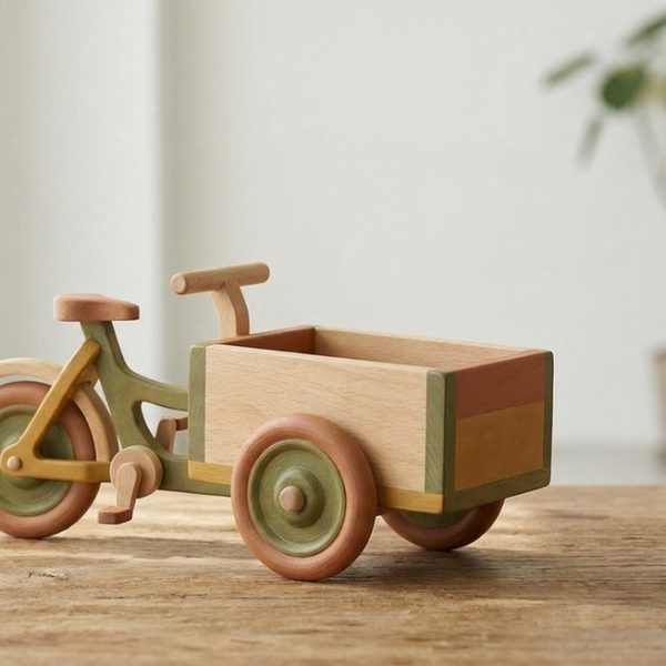 PlanToys Delivery Bike aus FSC-zertifiziertem Gummibaumholz